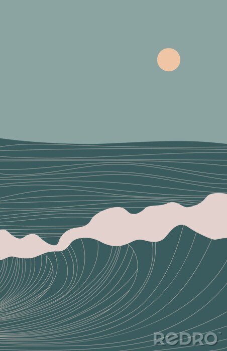 Poster Zeitgenössische Landschaft mit dem Meer