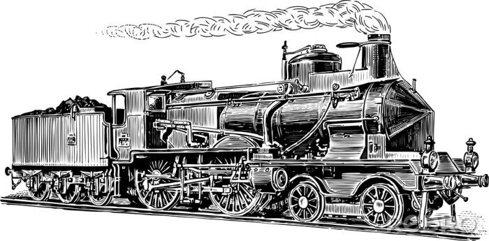 Poster Zug Lokomotiven wie skizziert
