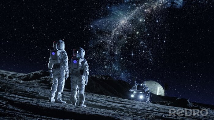 Poster Zwei Astronauten im Anzügen