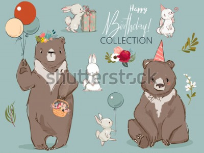 Poster Zwei Bären feiern einen Geburtstag