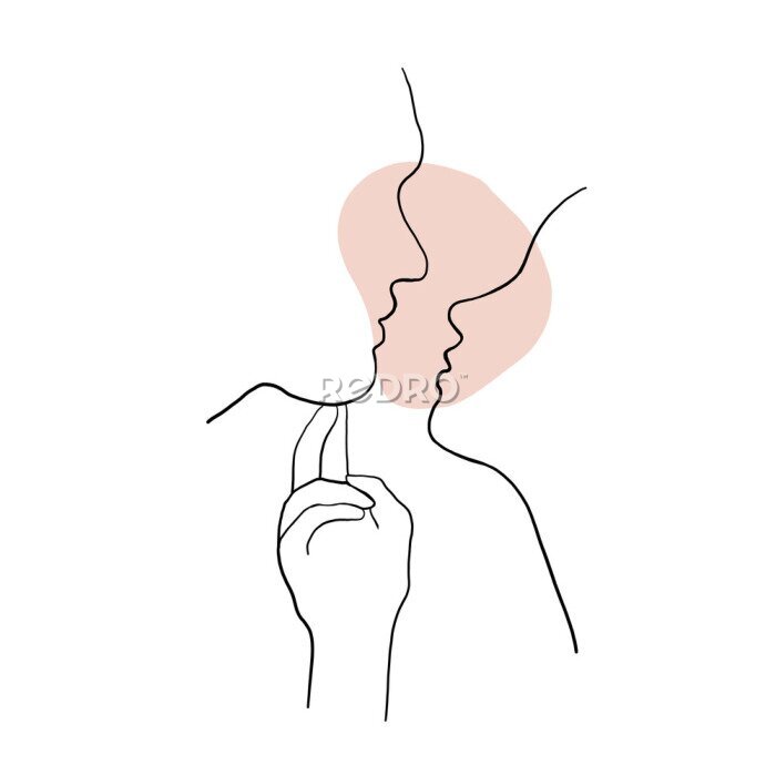 Poster Zwei Gesichter im Strichzeichnungsstil