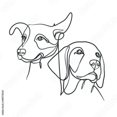 Poster Zwei Hunde minimalistisches Porträt