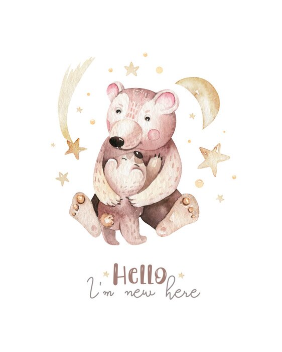 Poster Zwei kuschelnde Bären zwischen den Sternen