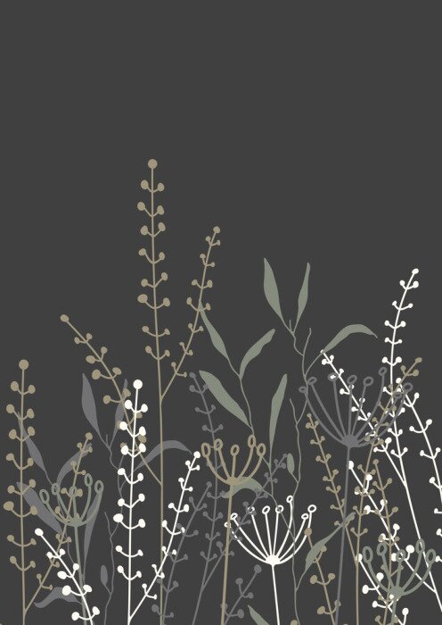 Poster Zweige mit Blättern in drei Farben auf schwarzem Hintergrund