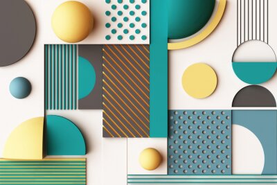 Sticker 3d abstrakte Komposition mit verschiedenen Strukturen