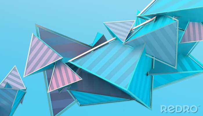 Sticker 3d-Dreiecke in blau-rosa Farben
