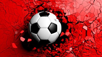3D-Fußball auf rotem Wandhintergrund