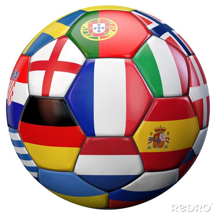 Sticker 3D Fußball aus Flaggen