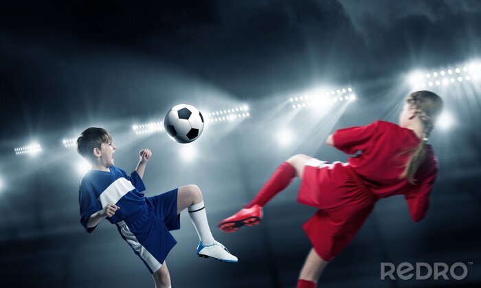 Sticker 3D Fußball Foto von spielenden Kindern