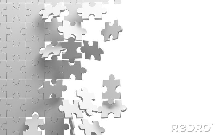 Sticker 3d Halbkonstruktion mit weißen Puzzles