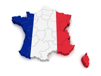 Sticker 3D Karte von Frankreich