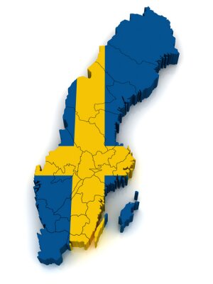 Sticker 3D Karte von Schweden