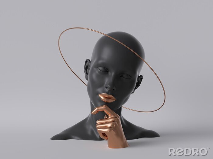 Sticker 3d menschlicher Kopf aus dunklem Material