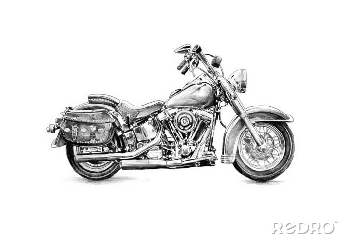 Sticker 3D-Motorrad-Skizze