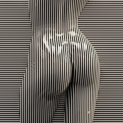 Sticker 3d nackte Grafik mit schwarzen und weißen Streifen