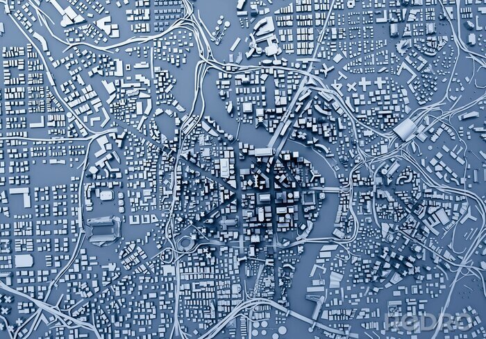 Sticker 3d-Stadtplan aus der Luft gesehen