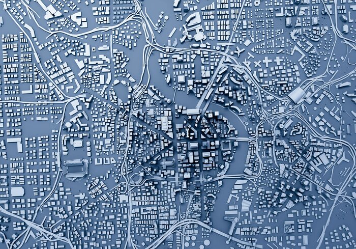 Sticker 3d-Stadtplan aus der Luft gesehen