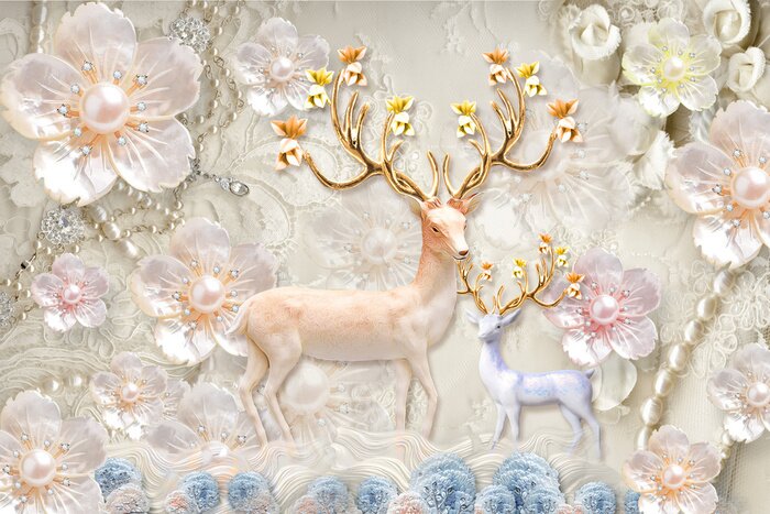 Sticker 3d Tiere Hirsche in Glamour-Ästhetik