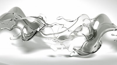 Sticker 3d transparente Flüssigkeit auf weißem Hintergrund