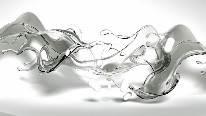 Sticker 3d transparente Flüssigkeit auf weißem Hintergrund