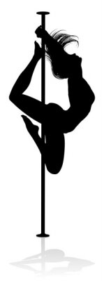 Sticker A woman pole dancer exercising for fitness in silhouette