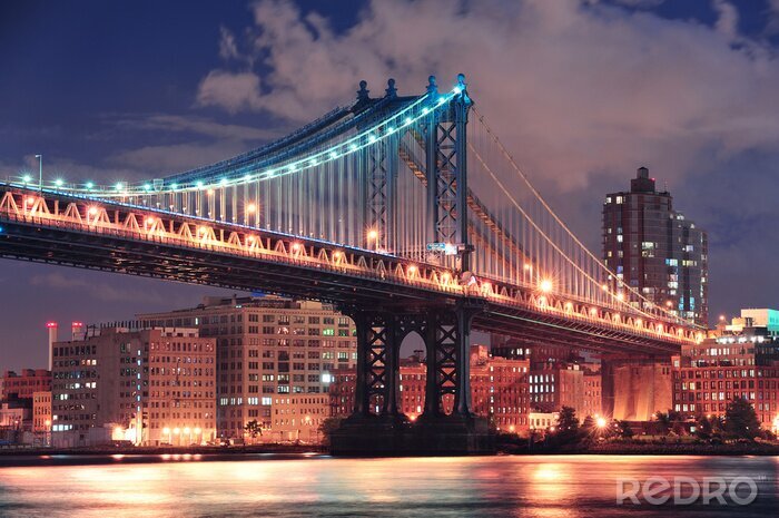 Sticker Abendliche Manhattan-Brücke