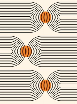 Sticker Abstract  background. Line art. Contemporary  geometric composition. Boho wall decor. Mid century art print. Bohemian poster