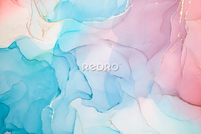 Sticker Abstract colorful background, wallpaper. Mixing acrylic paints. Modern art. Paint marble texture. Alcohol ink colors translucent