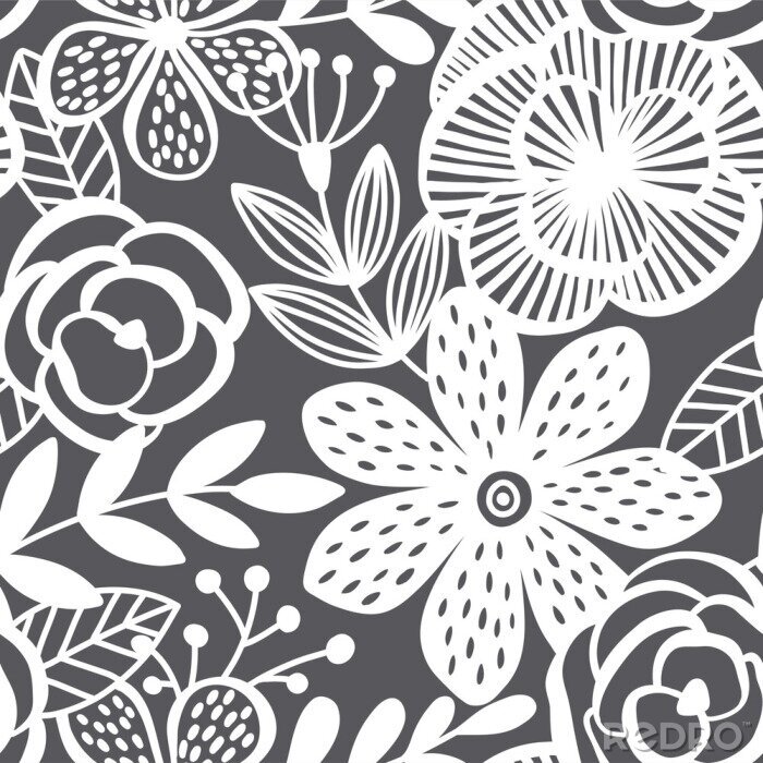 Sticker Abstract elegance seamless pattern with floral background