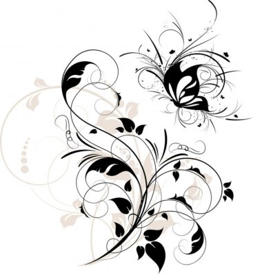 Sticker Abstract floral Hintergrund mit Schmetterling