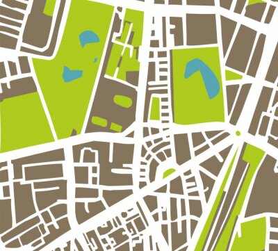 Sticker Abstract vector Stadtplan. Streets Gebäuden grünen Park