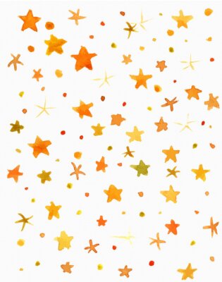 Sticker Abstract vector und Aquarell gelben Sternen