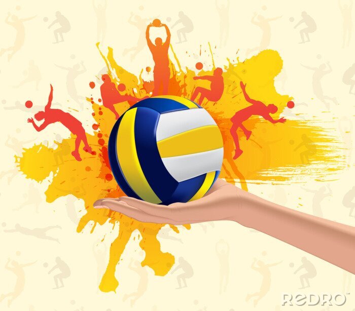 Sticker Abstrakt Grunge Hintergrund mit Volleyball
