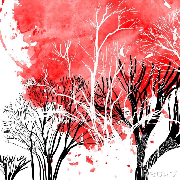 Sticker Abstrakt Silhouette von Bäumen