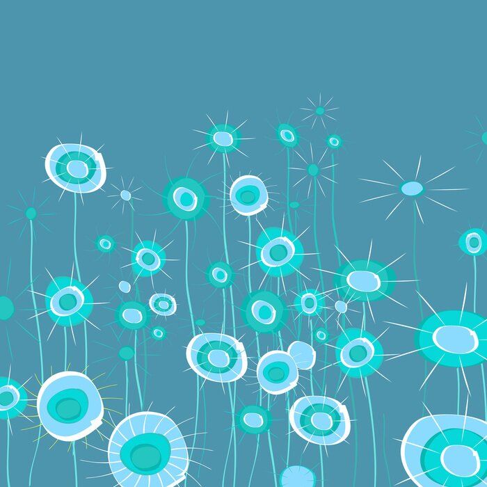 Sticker Abstrakte Blumen in Blau