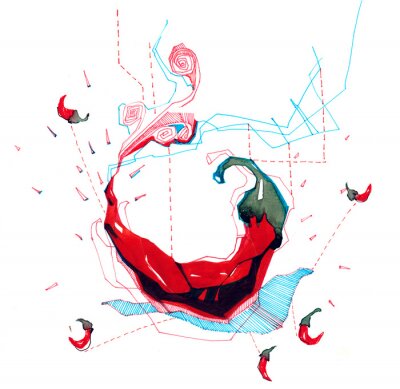 Sticker Abstrakte Grafik einer Chilischote