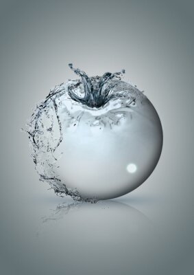 Sticker Abstrakte Illustration mit einer Tomate aus Wasser