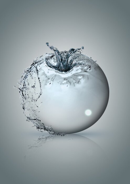 Sticker Abstrakte Illustration mit einer Tomate aus Wasser