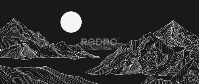 Sticker Abstrakte Landschaft mit Bergen