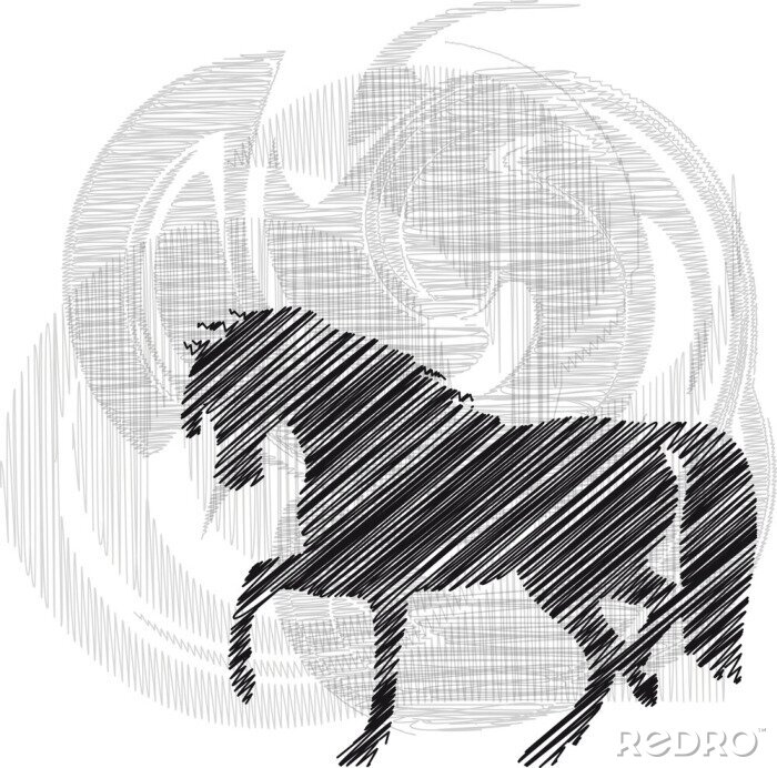 Sticker Abstrakte skizze eines pferdes