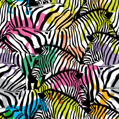 Abstrakte Zebras mit bunten Farbflecken