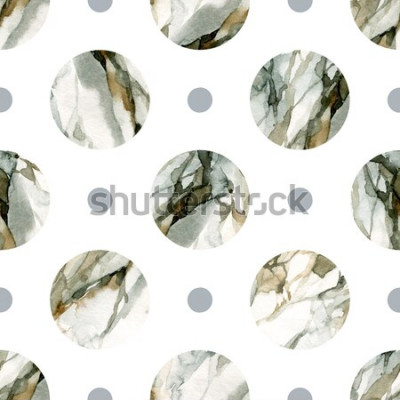 Sticker Abstrakter geometrischer Hintergrund. Aquarellierte Marmormalerei. Aquarellkreismuster. Räder mit marmorierten, körnigen Papierstrukturen in Wasserfarbe. Handgemalte Illustration