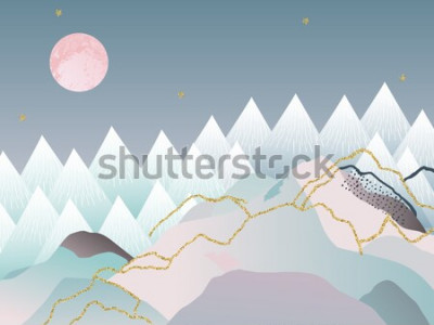 Sticker Abstrakter minimaler geometrischer Hintergrund. Japanisches Design. Vektorillustration. Marmor Design