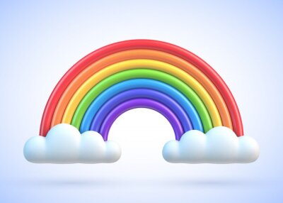 Sticker Abstrakter Regenbogen 3D mit Wolken