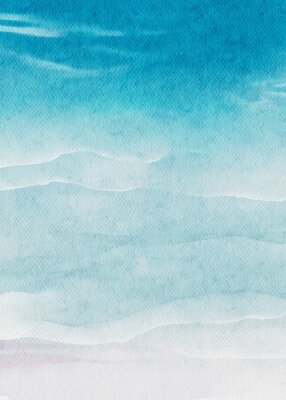 Sticker Abstraktes Konzept eines mit Aquarellfarben gemalten Strandes