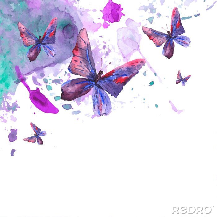 Sticker Abstraktes Muster mit Schmetterlingen