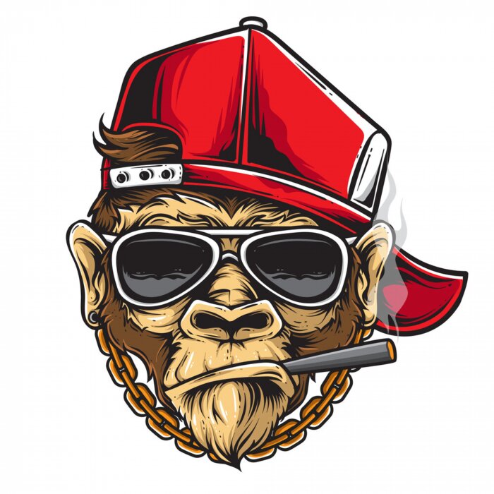 Sticker Affe im Hip-Hop-Stil
