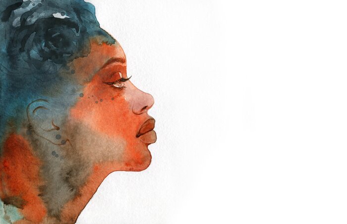 Sticker african american woman. illustration. watercolor painting
