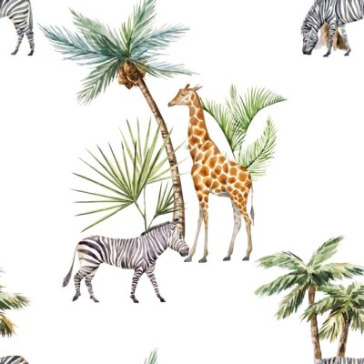 Afrikanische Tiere und Palmen