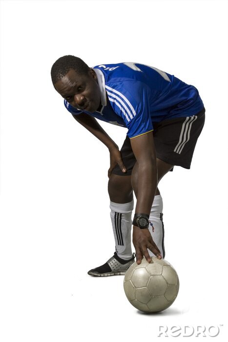 Sticker Afroamerikanischer Fußballspieler mit einem grauen Ball